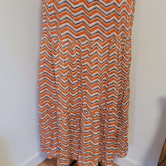 NWT Solitaire by Ravi Khosla Chevron pattern Orange Skirt Size S - Picture 1 of 7